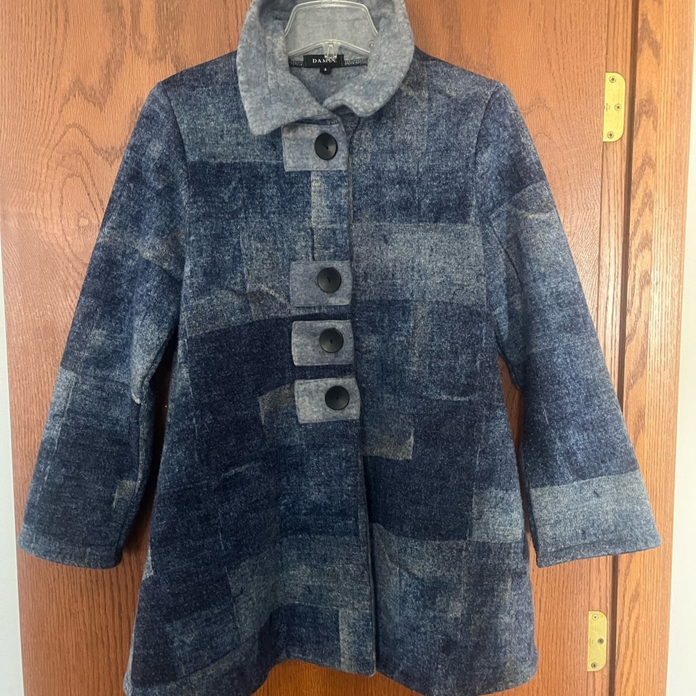 Damee Button Up Jacket. Blue denim look